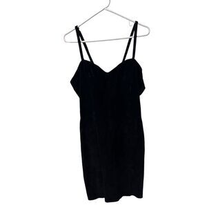 Wilsons Sleeveless Back Zip Spaghetti Strap Leather Mini Dress Black Size Medium